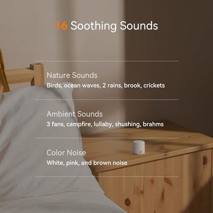 Dreamegg Portable Travel White Noise Machine for Sleep, Features Powerful Battery, Egg-Sized, 16 Nature Sounds, Timer, for Baby Adults Office Privacy Home Gift, Cream