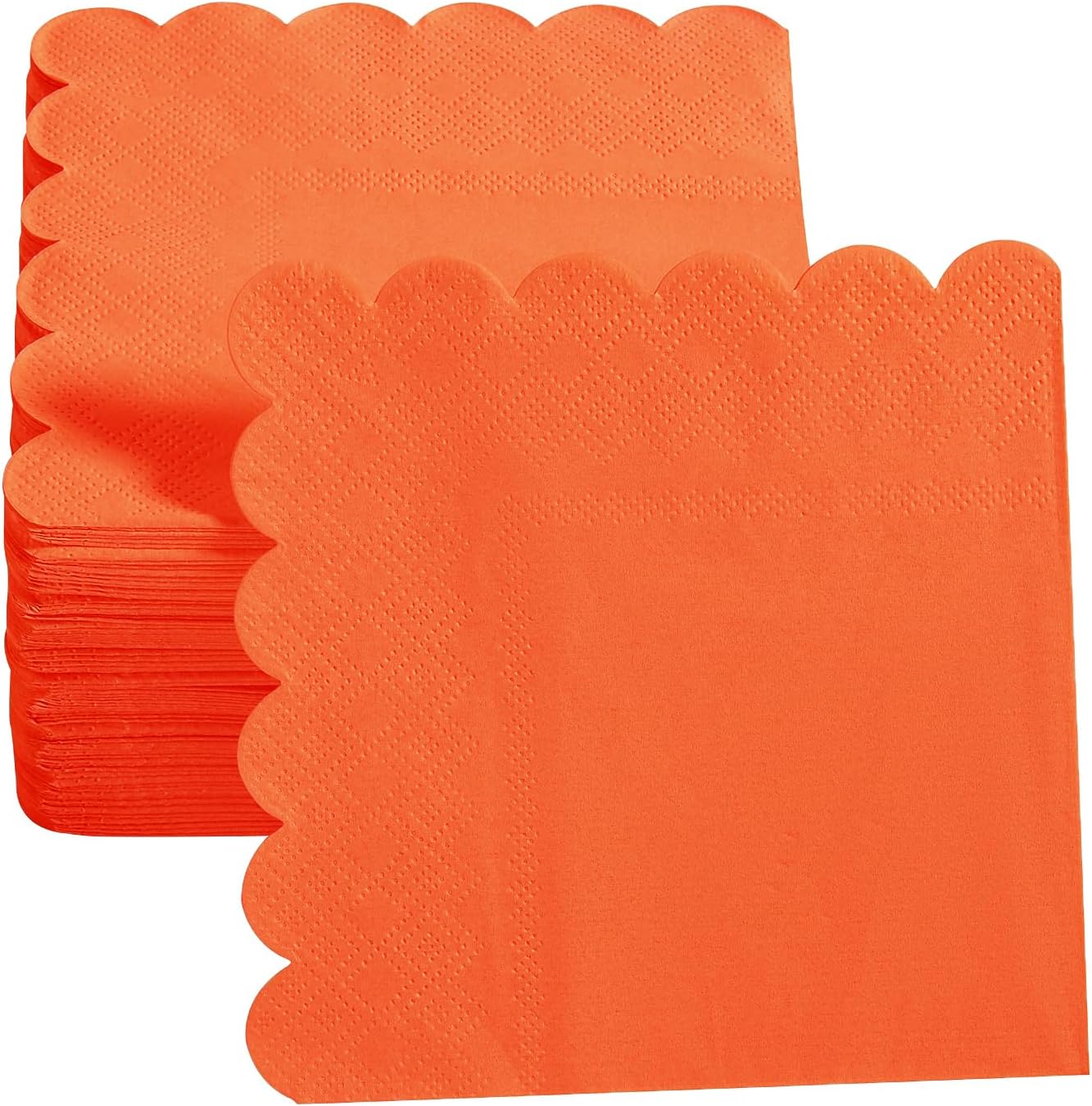 100 Pack Cocktail Napkin 2-Ply Scalloped Edged Dessert Napkins Folded 5 x 5 Inches Disposable Napkins for Dinner Wedding Birthday Party Bridal Anniversary Reception Event (Pink)
