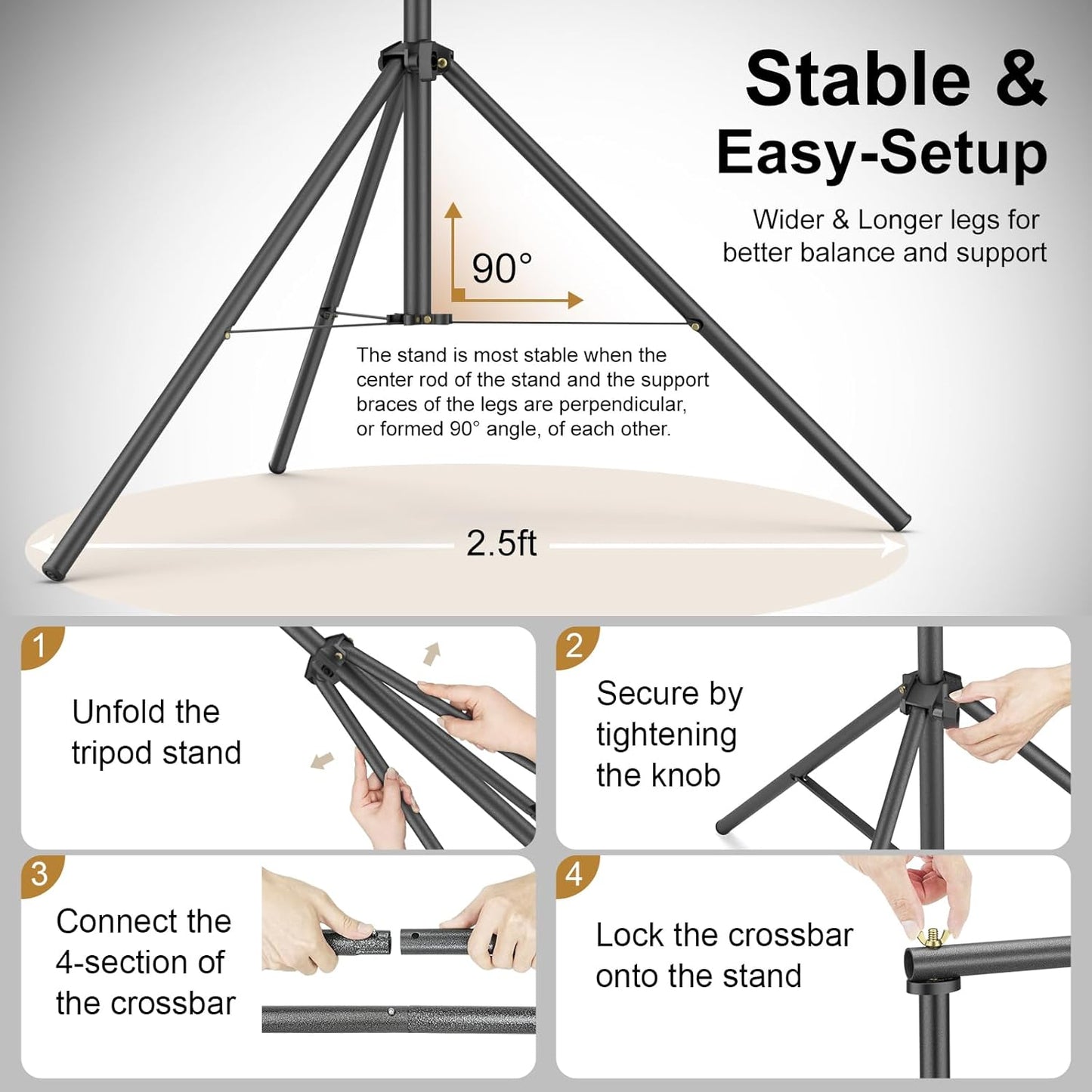 LINCO Lincostore Backdrop Support Stand Kit 10x6.5ft Adjustable Photography Studio Photo Background Support System with Carrying Bag for Green Screen Muslin, 4171 (10ft Wide ft high)