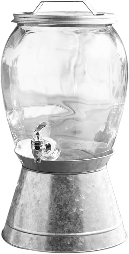 Style Setter Beverage Dispenser Cold Drink Dispenser w/ 3-Gallon Capacity Glass Jug, Metal Stand & Leak-Proof Acrylic Spigot Great for Parties, Weddings & More