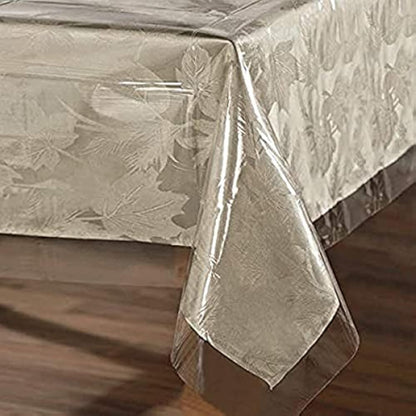 sancua Clear Plastic 100% Waterproof Tablecloth - 54 x 78 Inch - Vinyl PVC Rectangle Table Cloth Protector Oil Spill Proof Wipe Clean Table Cover for Dining Tables, Parties & Camping, Crystal Clear