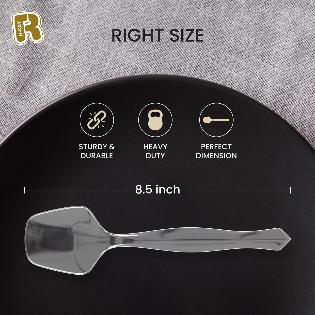 12 Pack Plastic Serving Spoons For Buffet - Clear Plastic Serving Utensils For Hot And Cold Food - Heavy Duty Disposable Serving Utensils For Parties, Holidays And Gatherings (8.5 Inch, 12, Count)
