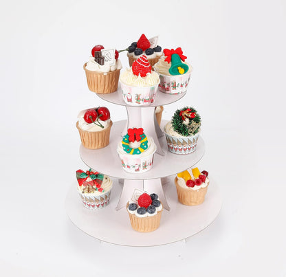 YLDW Cupcake Stand, 3-Tier Cupcake Stand Display, Cardboard Cup Cake Tower Stand, Disposable Dessert Stand for Birthday Tea Party Baby Shower Treat Decorations, Pink