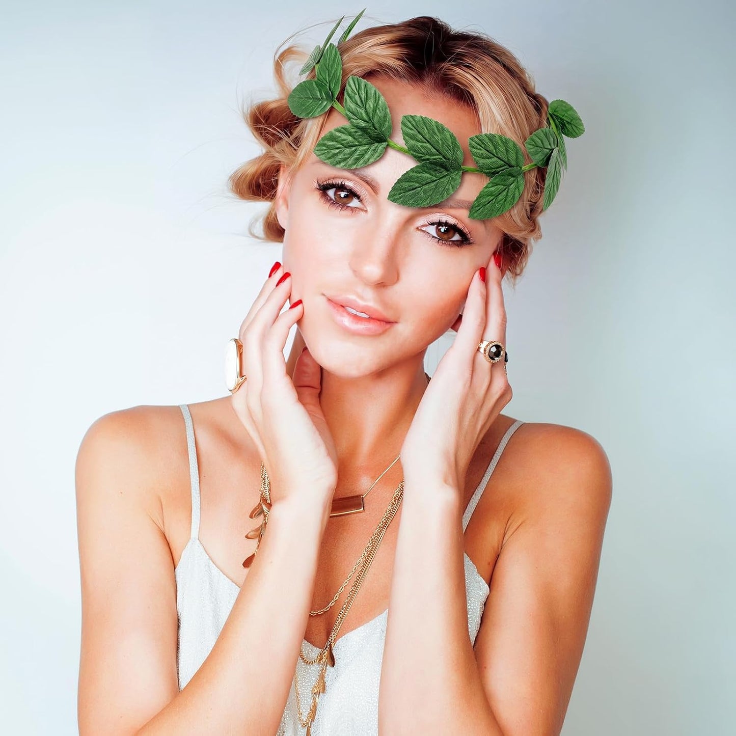 meekoo 6 Pieces Laurel Wreath Headband Greek Roman Leaf Crown Headpiece for Women Men Toga Costume Wedding Headwear (Gold)