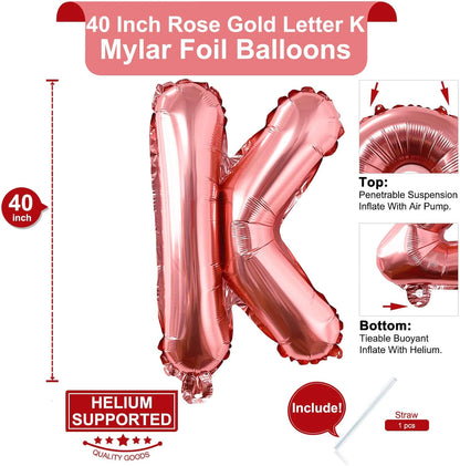 Lovoir 40 Inch Large Rose Gold Letter A Balloons Big Size Jumbo Mylar Foil Helium Balloon for Birthday Party Celebration Decorations Alphabet Rose Gold A