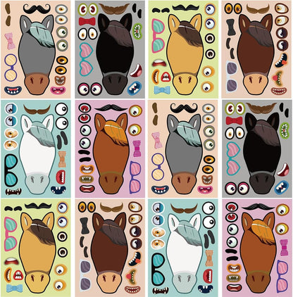 24 Sheets 8.27''×5.9'' Make Your Own Stickers for Kids Toddlers, Make a Face Stickers Mix and Match with Unicorns Dinosaur Horse and Sea Animals for Kids Party Favors Activities