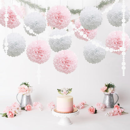 Pastel Tissue Paper Pom Poms Colorful Easter Macaron Kids Birthday Wedding Shower Tissue Flower Hanging Party Supplies(12pcs)