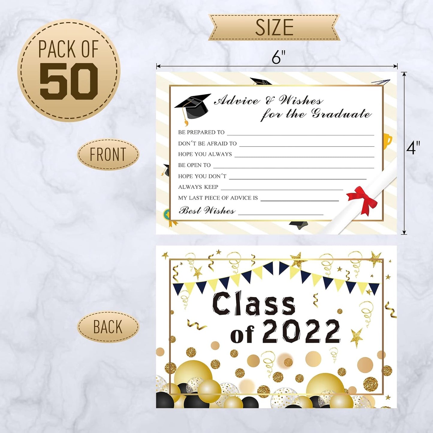Graduation Advice Cards - 50-Pack Graduate Party Supplies 2026 Advice for the Graduate Decorations Party Favors Table Games Personalized Graduations Cards
