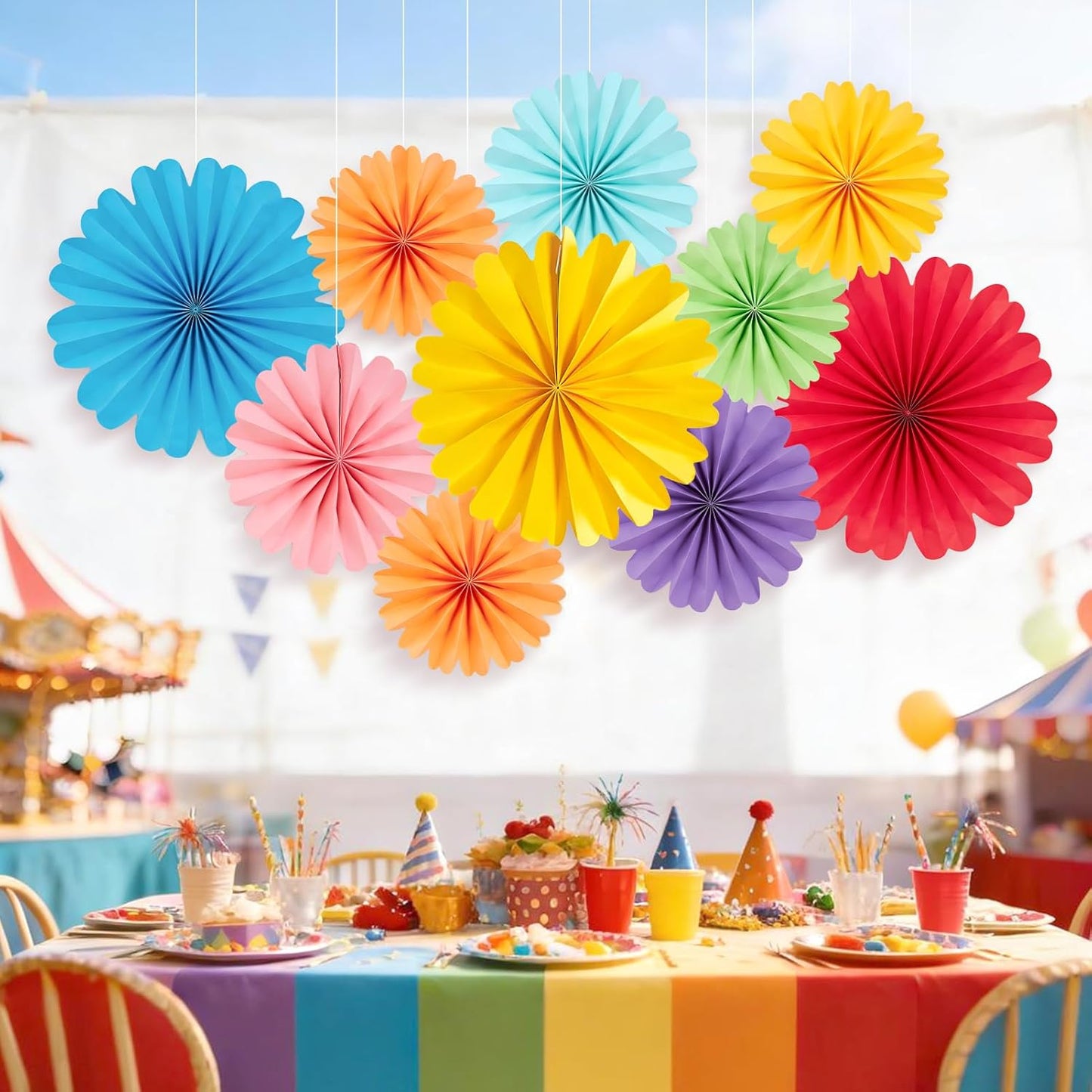 Easy Joy Paper Leaves Decorations for Wall Paper Fans Classroom Decoration Leaves Backdrop Decor Wall Decor,Set of 9
