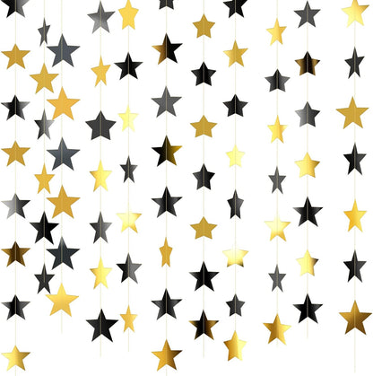 Patelai Glitter Star Garland Banner 2026 Graduation Decor 130 Feet Star Hanging Banner Twinkle Backdrop for Party Birthday Classroom Wedding Supplies(Gold)