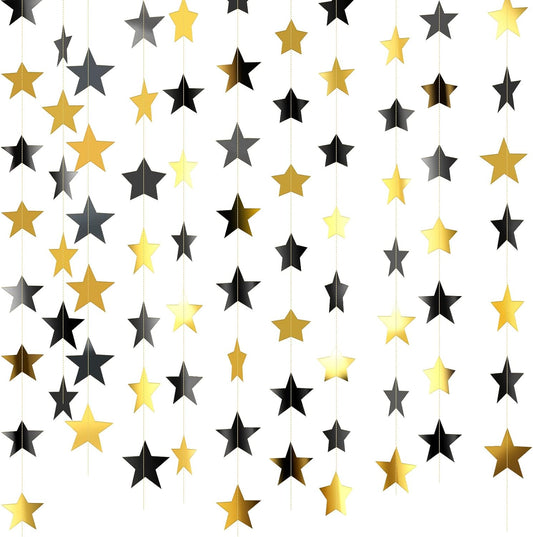 Patelai Glitter Star Garland Banner 2026 Graduation Decor 130 Feet Star Hanging Banner Twinkle Backdrop for Party Birthday Classroom Wedding Supplies(Gold)
