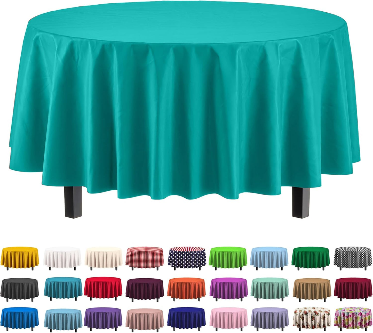 12-Pack Premium Plastic Tablecloth 54in. x 108in. Rectangle Table Cover - Dark Blue - Colors A