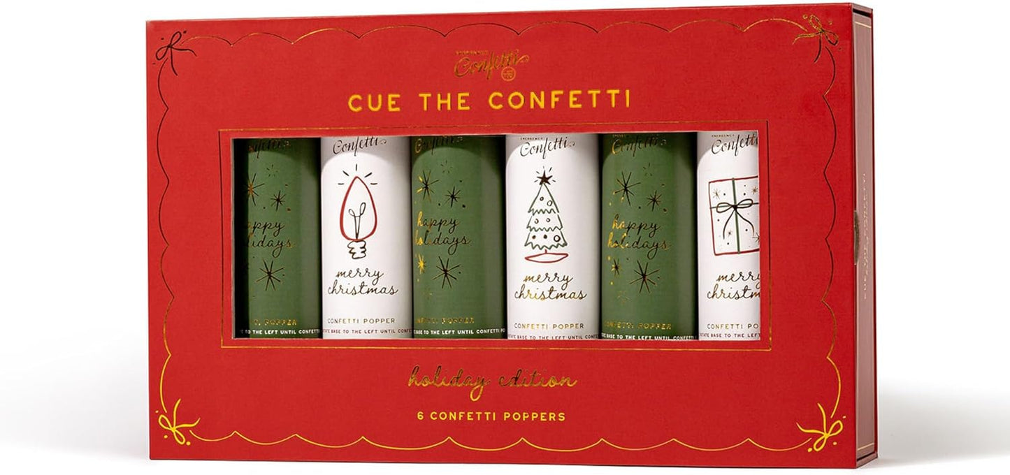 Cue the Confetti Birthday Box (6 Confetti Poppers) – Biodegradable Confetti Poppers for Birthday Parties & Gifts – Eco-Friendly & Spring Loaded for Noise Free Fun.