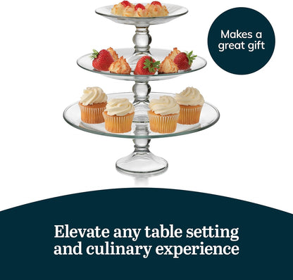 Libbey Selene Glass Cake Stand with Dome Lid, Elegant Curved Footed, Covered Cake Stand, Versatile Serving Dish for Variety of Desserts and More