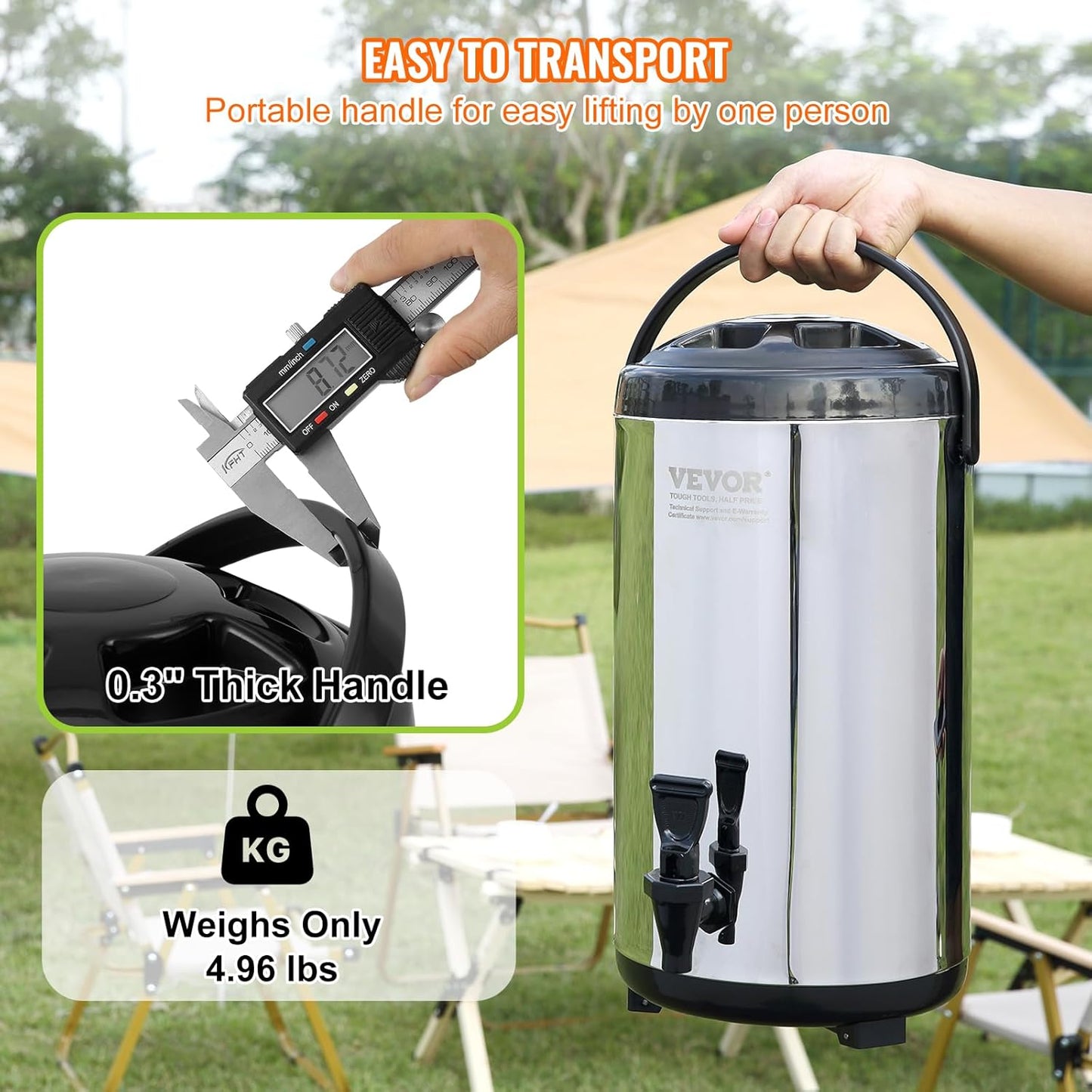 VEVOR Commercial Beverage Dispenser, 2 Tanks 18 L / 19 QT Per Tank Juice Dispenser, 370W Stainless Steel Ice Tea Drink Machine with 45°F-54°F Cooling Temperature, for Cold Drink Restaurant Bar Party