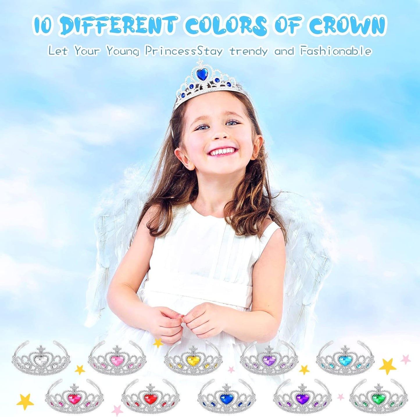30 Pcs Princess Crown Set Tiaras for Girls Plastic Tiaras Bulk Dress up Costume Party Favors Accessories Kid Birthday