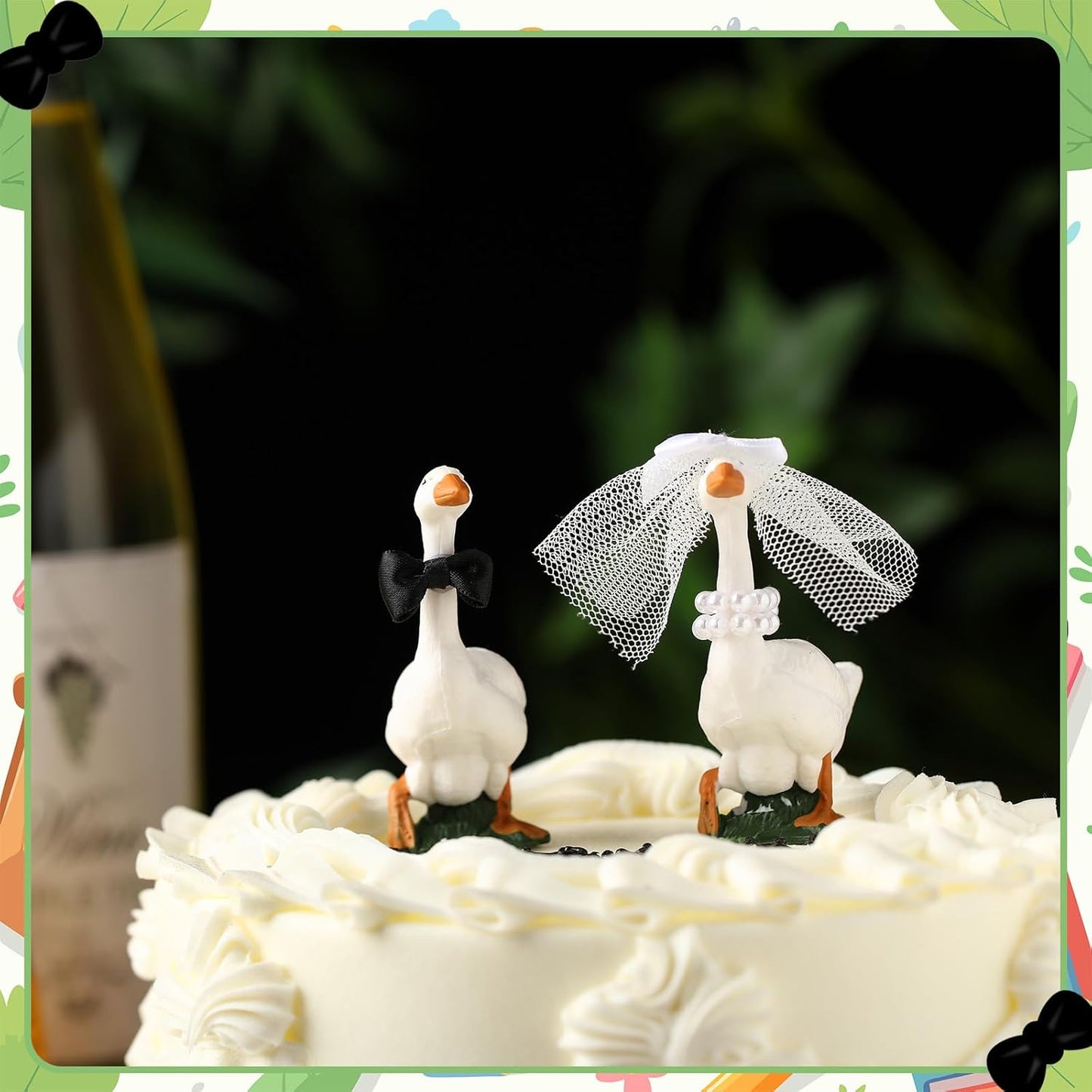 Honeydak Goose Couple Wedding Cake Topper Handmade Goose Figurines Animals Figures Decoration for Wedding Cake Ornament, Bride & Groom Engagement Anniversary, Funny Couple Statue Desk Decoration