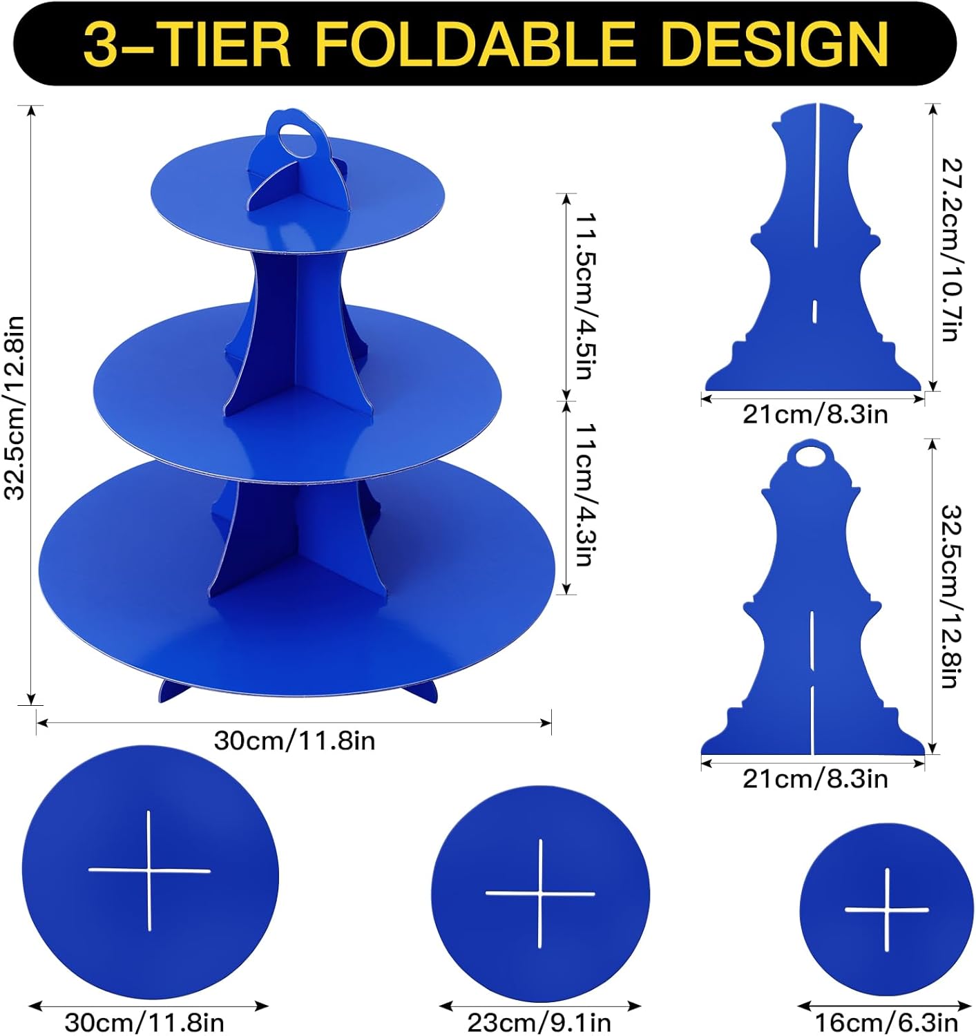 Soleebee 3-Tier Round Cupcake Stand, Cardboard Cupcake Tower, Dessert Cup Cake Stand Tower for Birthday Wedding Party Decoration, Cupcake Tier Stand 1 Set (Hot Pink)
