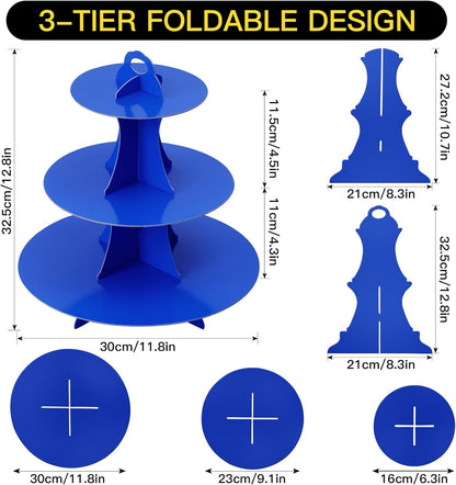 Soleebee 3-Tier Round Cupcake Stand, Cardboard Cupcake Tower, Dessert Cup Cake Stand Tower for Birthday Wedding Party Decoration, Cupcake Tier Stand 1 Set (Hot Pink)