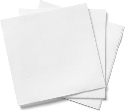 AH AMERICAN HOMESTEAD Cocktail Napkins-Disposable Beverage/Bar Napkins-White Linen-Like Square Napkins-Eco-Friendly & Compostable-Everyday Use, Party or Wedding 4.75inch x 4.75inch (100 Count, White)
