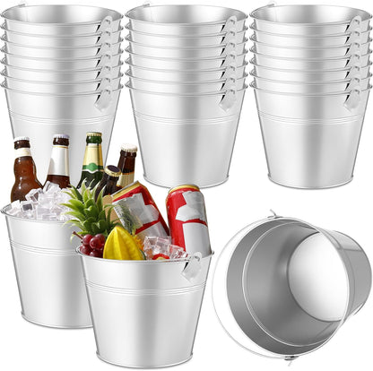 Didaey 24 Pcs Metal Beer Bucket Bulk Ice Bucket Ice Pails with Handle Champagne Soda Party Beverage Chiller for Summer Picnic Pool Wedding Party Supplies Wine Champagne Bar (7.1 x 6.5 x 5.1",Gold)