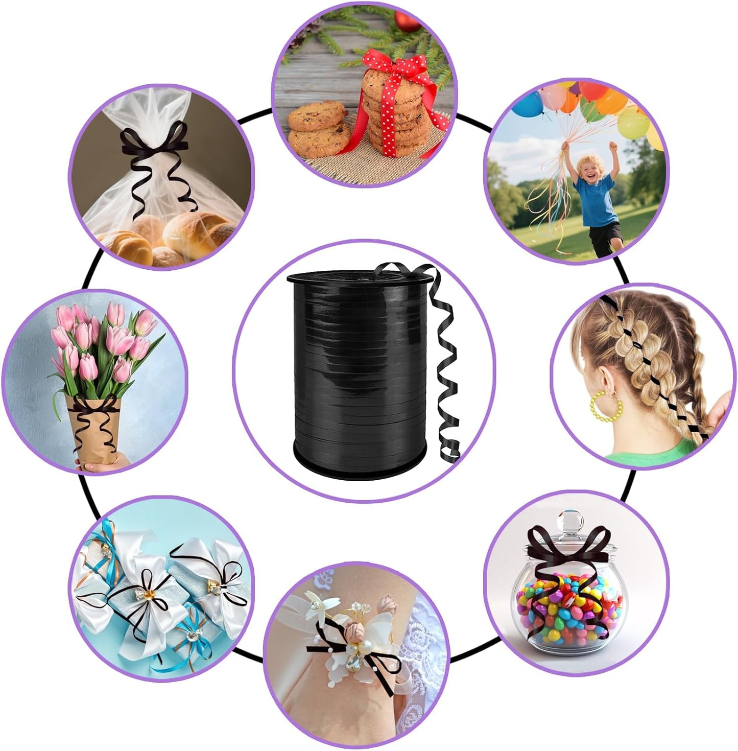 Metallic Shiny Curling Ribbon，500 Yard，1/5" for Crafts,Gift Wrapping, Balloon String, Baby Shower, Parties & Festivals, Florist Flowers (Silver)