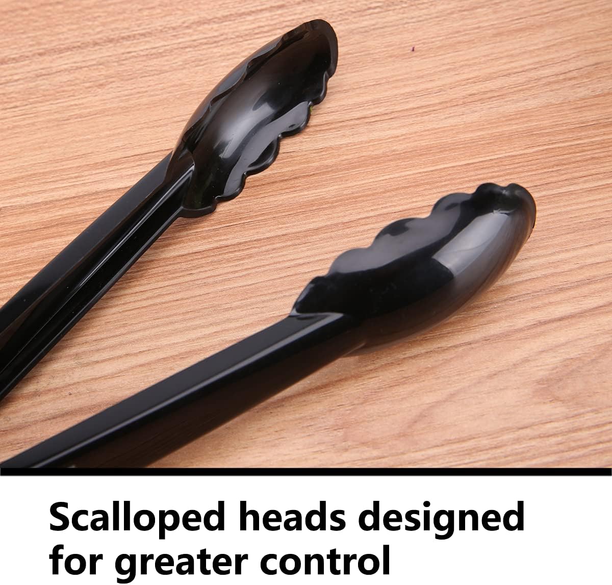 24 Pieces Disposable Serving Tongs, 9" Heavy-Duty Plastic Utensils, BPA-Free, Scalloped Grip Salad Tongs, Perfect for Buffets, BBQ, Parties & Catering, Black