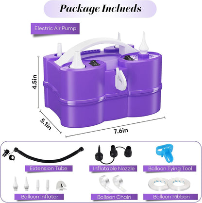 Togvu Electric Balloon Pump, 3-in-1 Portable Air Pump for Inflatables and Balloons, Dual Nozzle Balloon Blower Machine for Latex 260q Foil Balloons 110V Inflator Deflator for Pool Floats Air Mattress