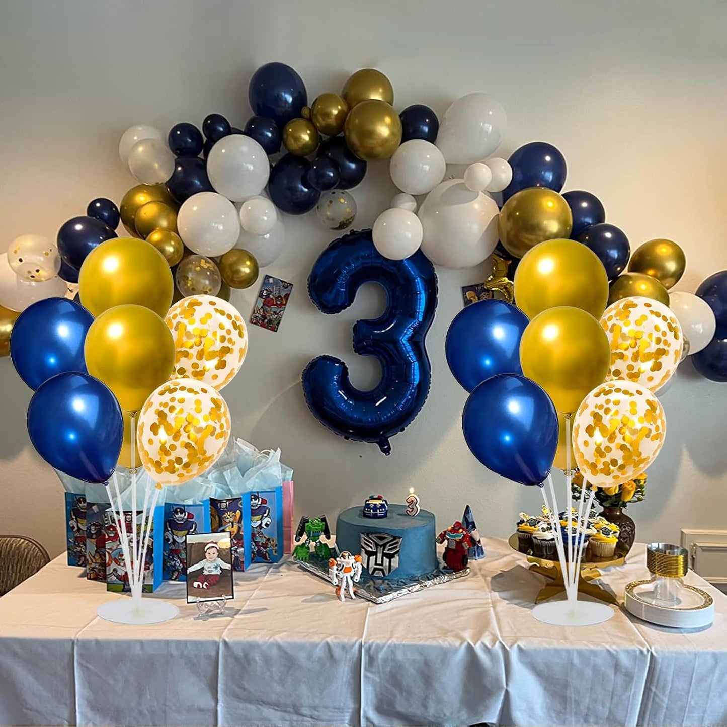 6 Set Balloon Stand Kit for Table Centerpieces With Balloon and Base Party Decorations for Birthday Wedding Retirement Graduation Baby Shower (Black Gold)
