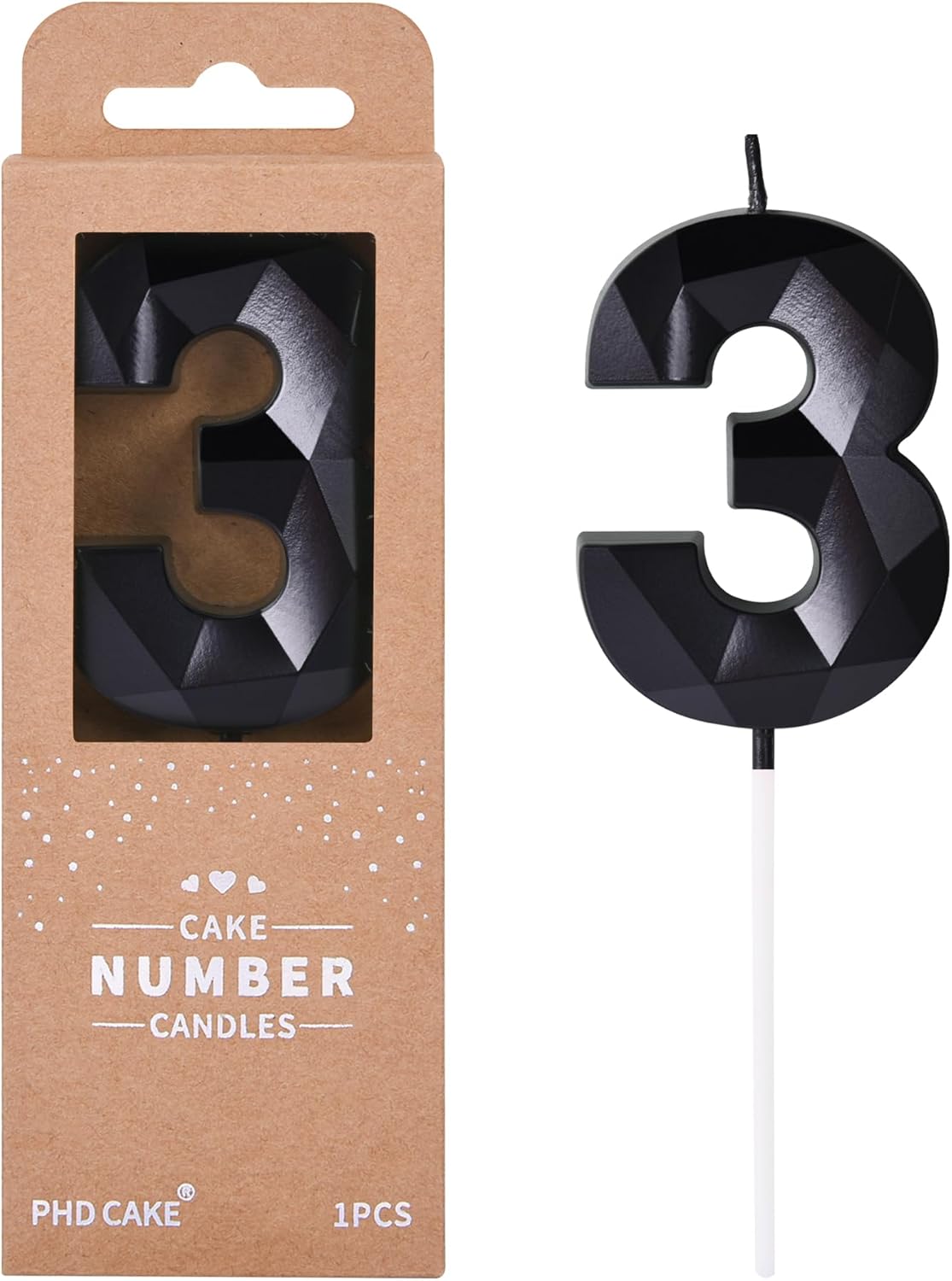 PHD CAKE 2.76 Inch Crystal Black 9 Number Birthday Candles, Black Number Candles, Cake Number Candles, Party Celebration