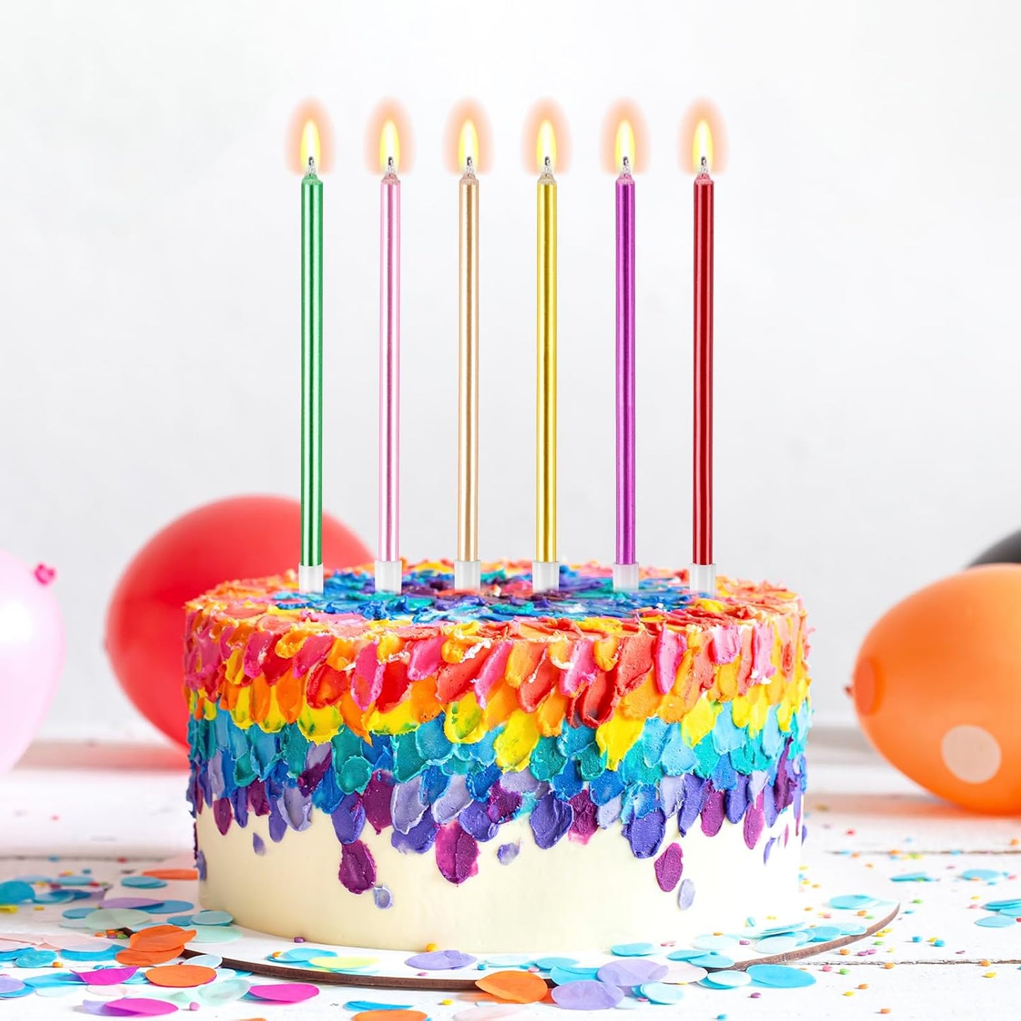 BEAN LIEVE 30-Count Champagne Gold Long Thin Metallic Birthday Candles, Cake Candles, Birthday Parties, Wedding Decorations, Party Candles, Cake Decorations