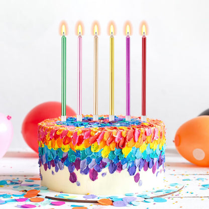 BEAN LIEVE 30-Count Champagne Gold Long Thin Metallic Birthday Candles, Cake Candles, Birthday Parties, Wedding Decorations, Party Candles, Cake Decorations
