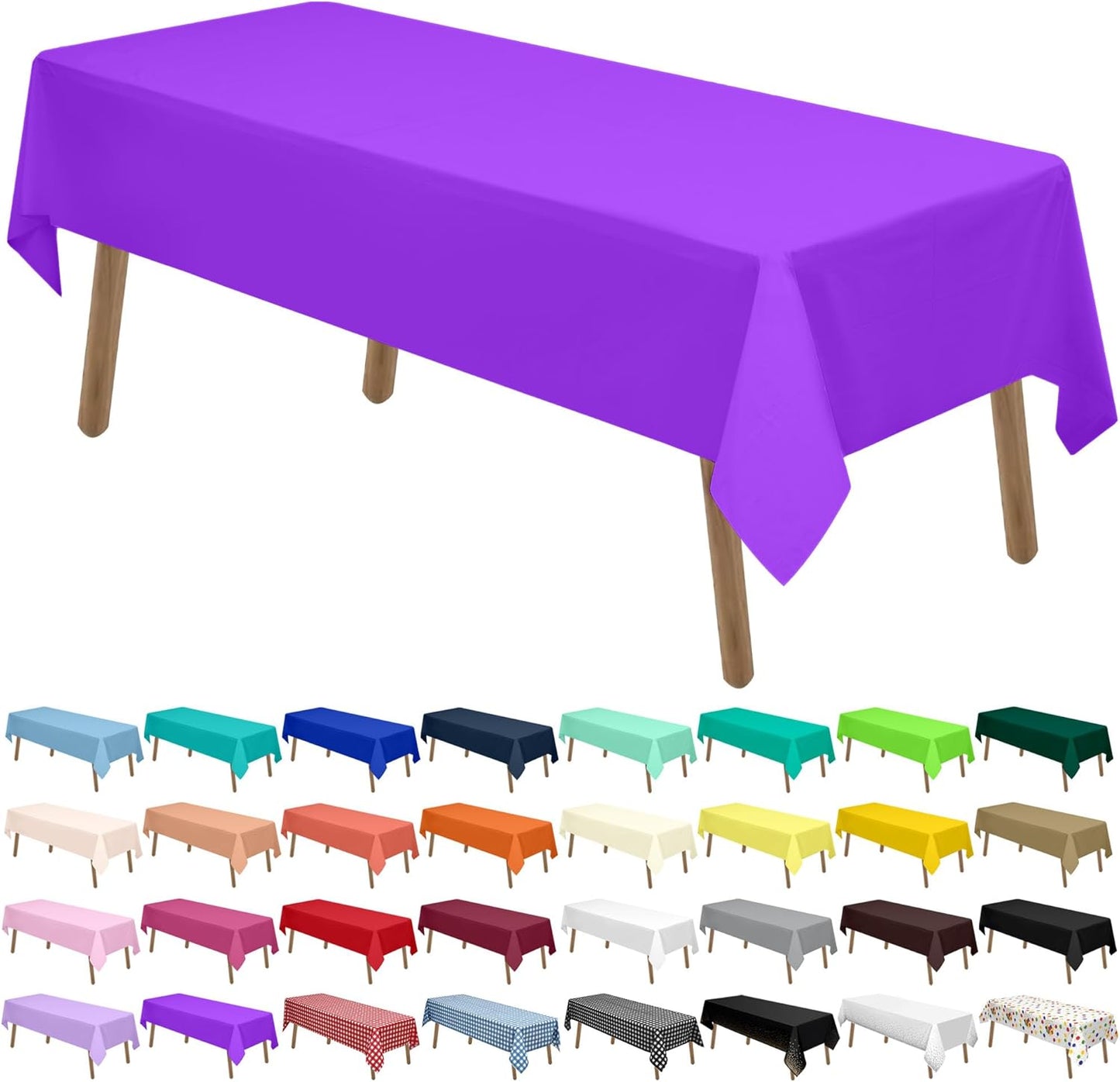 PARTY ULYJA White Plastic Tablecloths 2 Pack Disposable Table Covers 54 x 108 Inch Bridal Shower PEVA Vinyl Table Cloths for Picnic Birthday Wedding Banquet Parties 8 ft Rectangle Table Use