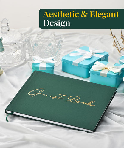 Lankaiva Wedding Guest Book, Guest Book Wedding Reception - Classic Baby Shower Guest Book, 100 Blank Pages for Bridal Shower Birthday Graduation Sign in and Photos, Beige
