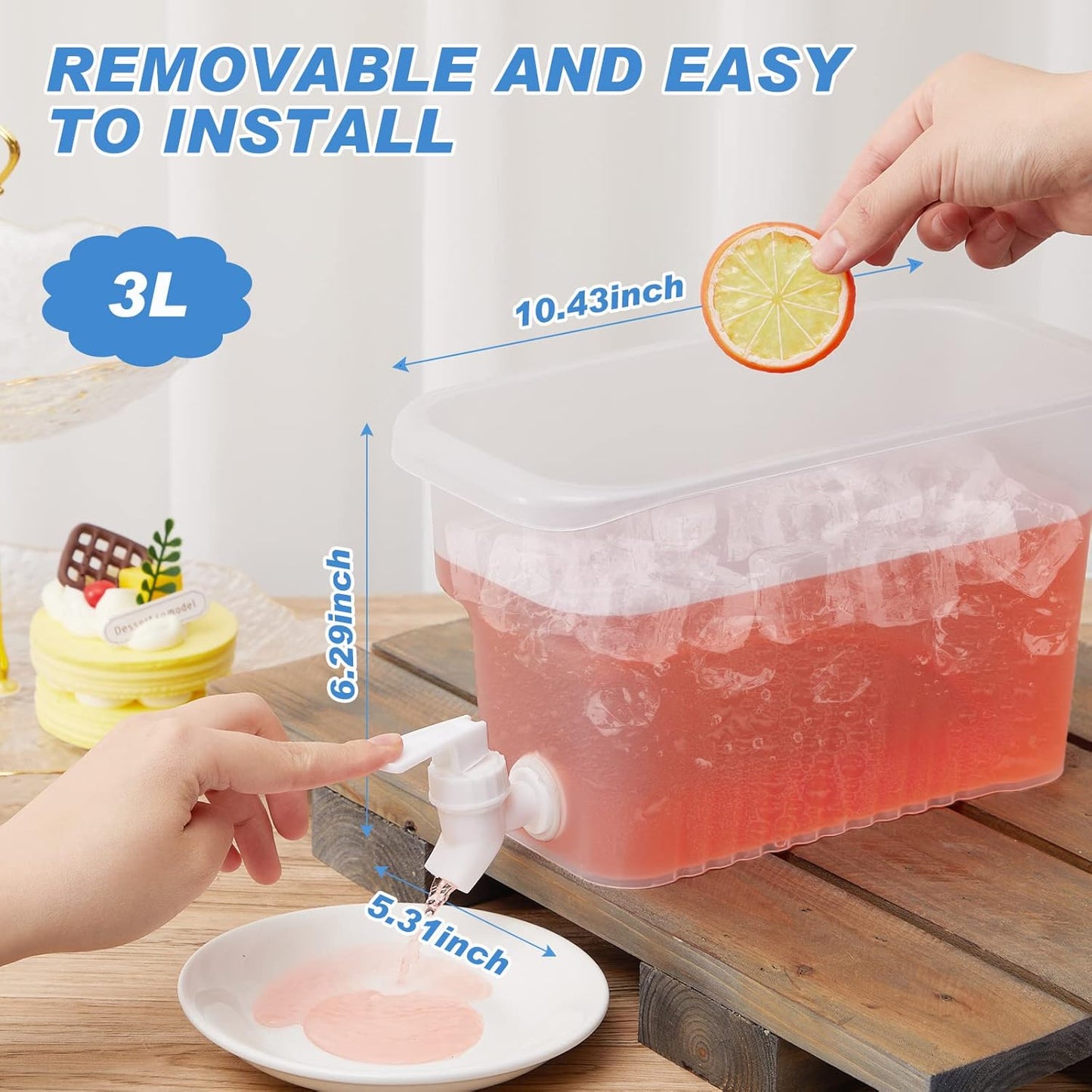 Hoolerry 4 Pack 0.8 Gallon Drink Dispenser for Fridge with Spigot Plastic Beverage Dispenser for Juice Lemonade Iced Tea Water Refrigerator Drink Container for Parties