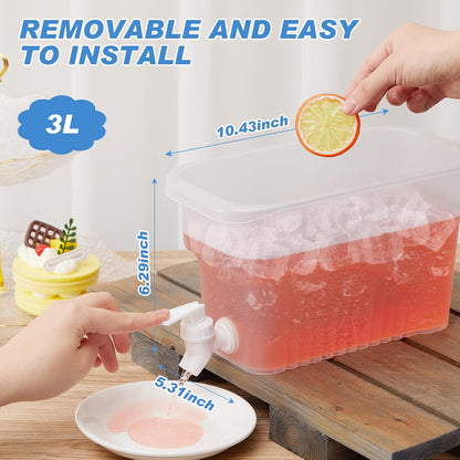 Hoolerry 4 Pack 0.8 Gallon Drink Dispenser for Fridge with Spigot Plastic Beverage Dispenser for Juice Lemonade Iced Tea Water Refrigerator Drink Container for Parties