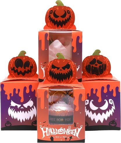 qiqee 60pcs Cupcake Boxes Individual Disposable White Single Box with Window 3.6 * 3.6 * 4.3inch Cupcake Containers/Holders