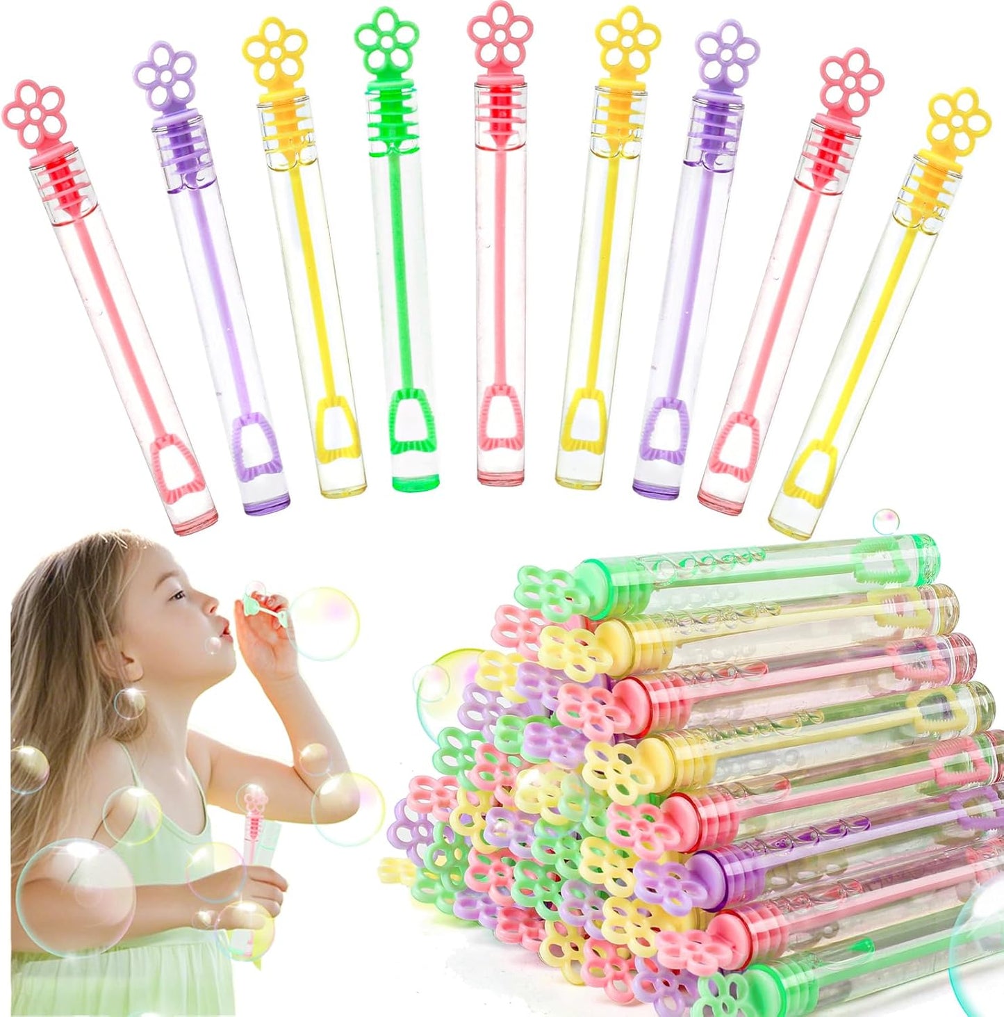 DERAYEE 36PCS Mini Bubble Wands for Kids Bulk, Flower Bubble Party Favors Toys for Birthday Wedding Gifts Goodie Bag Stuffers Classroom Prizes, Indoor Outdoor Activities for Girls & Boys