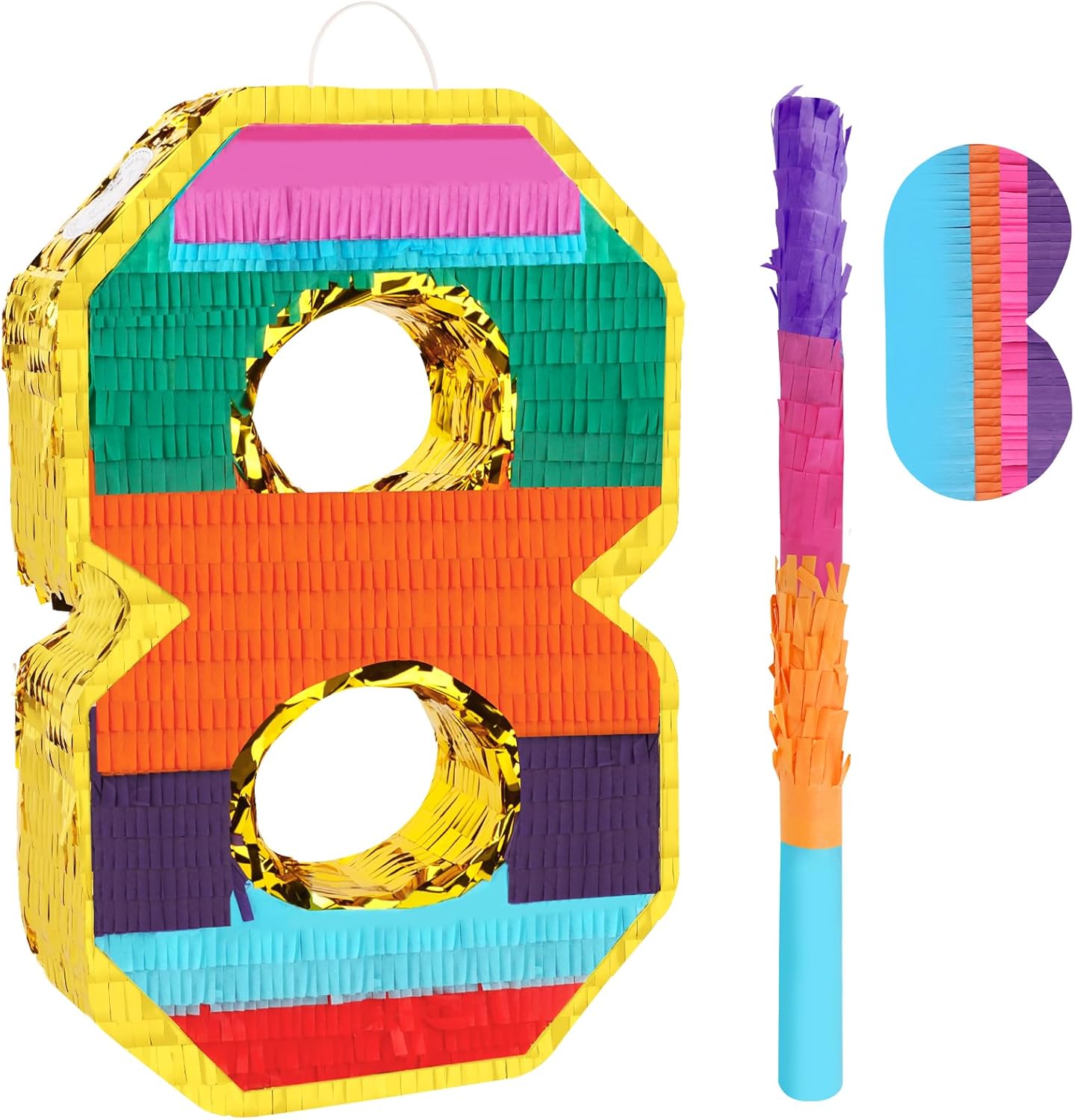 Dinosaur Pinata - Dinosaur Decorations with a Blindfold and Bat for Boys Girls Animal Themed Birthday Party Kids Classroom Game Decorations Supplies (15.7 x 11.4 x 3.1 Inches)