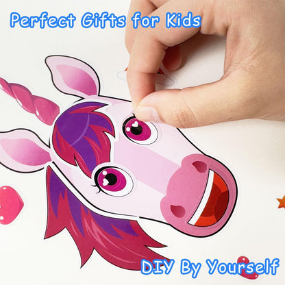 Aowplc 36 Pcs Make-A-Face Sticker Sheets Kids Party Favors Mix and Match Stickers with Dinosaurs, Mermaids, Unicorns, Horses, Farm & Sea Animals for Parties, Birthdays, Classroom Activities & Crafts
