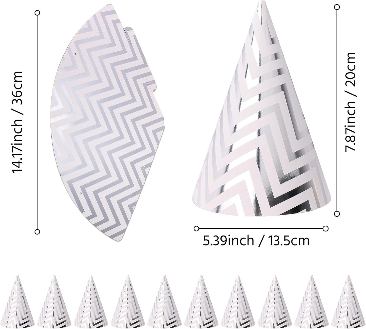 Boieo Party Hats Birthday Cone Set Gold Polka Dot Striped Paper for Adults Kids Happy Birthday Party Decorations 12 Pcs