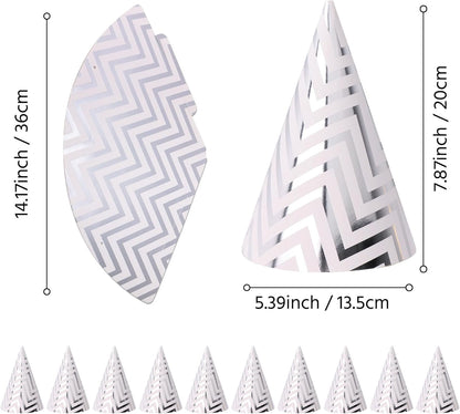 Boieo Party Hats Birthday Cone Set Gold Polka Dot Striped Paper for Adults Kids Happy Birthday Party Decorations 12 Pcs