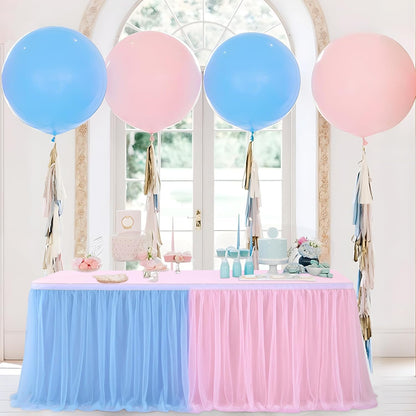 72inch Champagne Gold Tulle Table Skirts for Rectangle Round Tables, Gold Grim Ruffle Tulle Tutu Cloth Table Skirt 6ft for Wedding Birthday Party Cake Dessert Decor(No Top Cover)