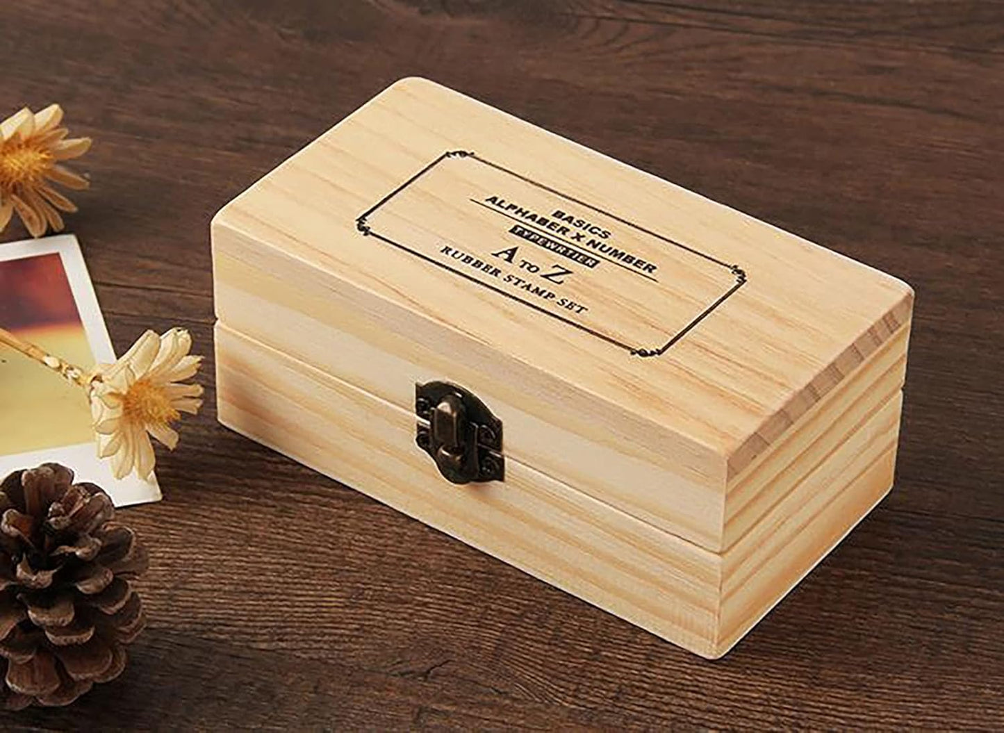 Pack of 36 Pcs Small Wooden Rubber Stamps 0.2 Inch of Letter and Number for DIY Craft Card and Photo Album (B)