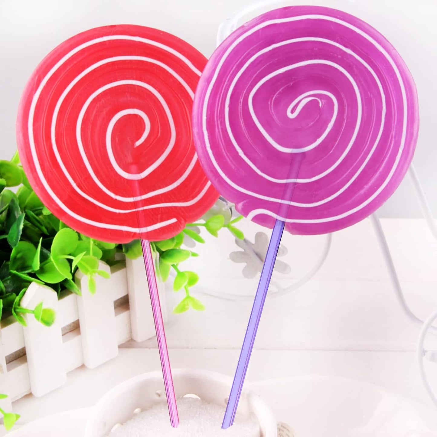 hapray 100-PCS 5 Colol Plastic Swizzle Sticks, Crystal Cake Pops, Cocktail Coffee Drink Stirrers, Stir Sticks, 7.24 Inch (Pink, Yellow, Blue, Purple, Green)