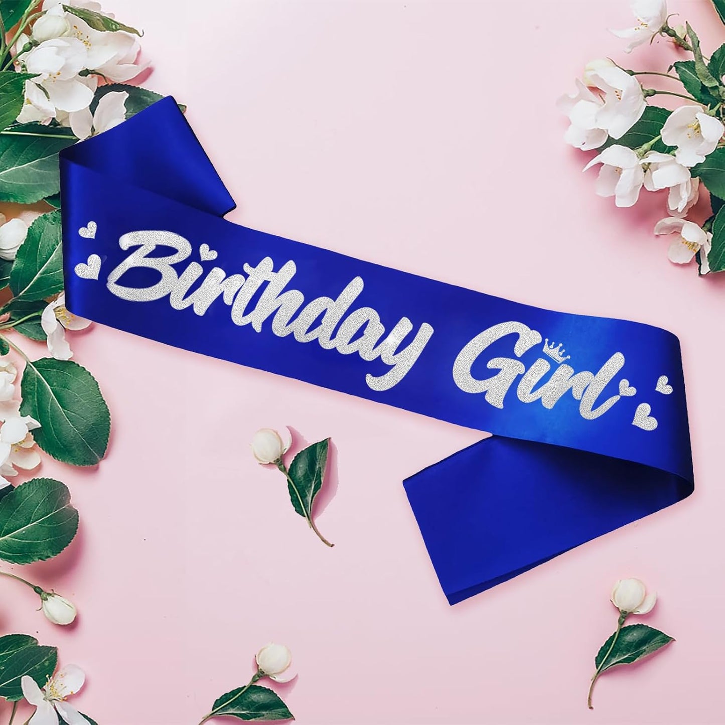 ‘Birthday Girl' Birthday Sash Royal Blue with Glitter Silver Letters Birthday Sash for Women, Sweet 16, 18th 21st B-day Sash