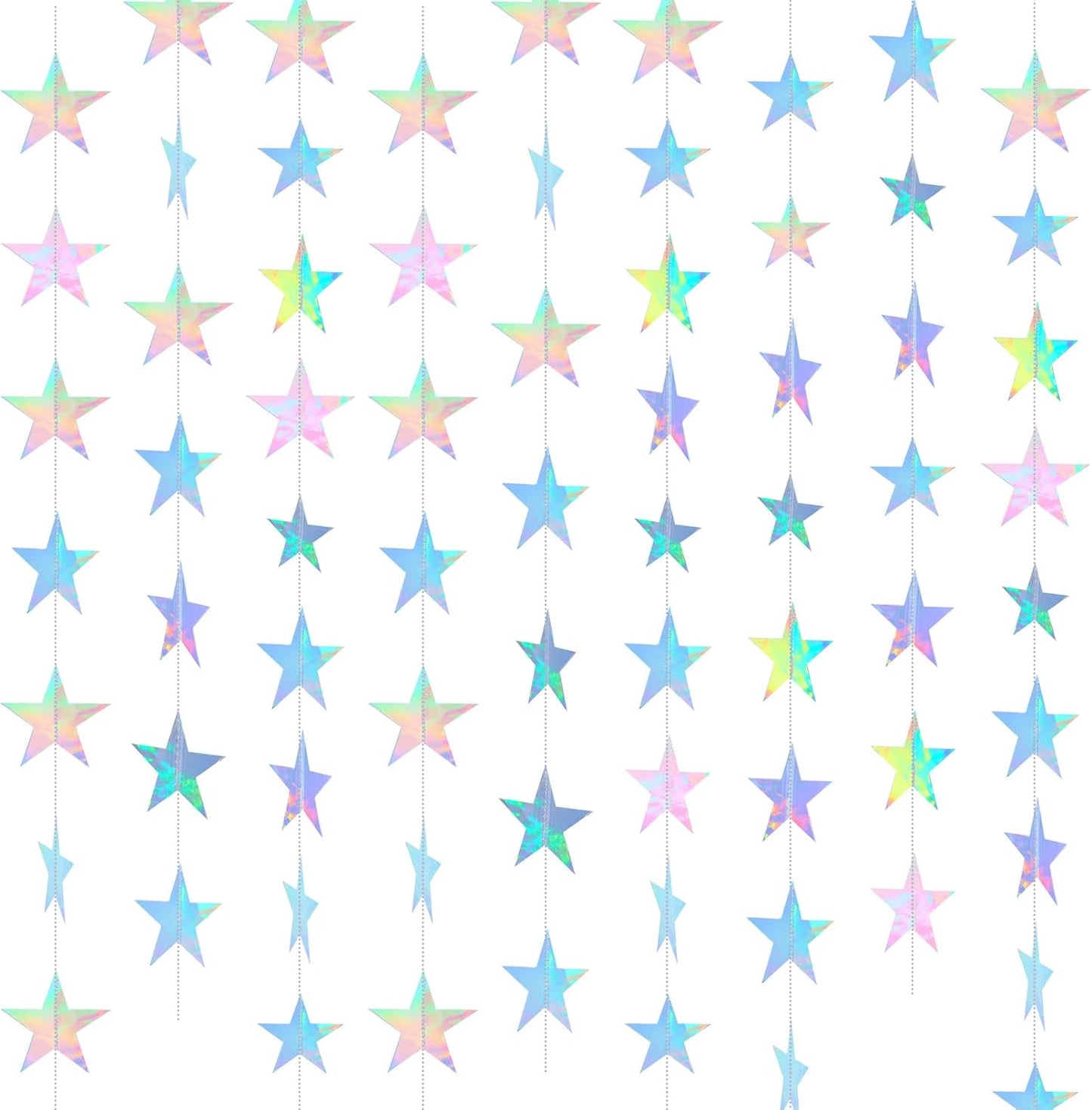 Spakon 65 Feet Glitter Star Paper Garland Banner Hanging Decoration Star Streamers Double Side 2026 Graduation Decorations for Wedding Birthday Festival New Year Party Decoration (Gold)