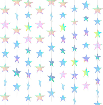 Spakon 65 Feet Glitter Star Paper Garland Banner Hanging Decoration Star Streamers Double Side 2026 Graduation Decorations for Wedding Birthday Festival New Year Party Decoration (Gold)