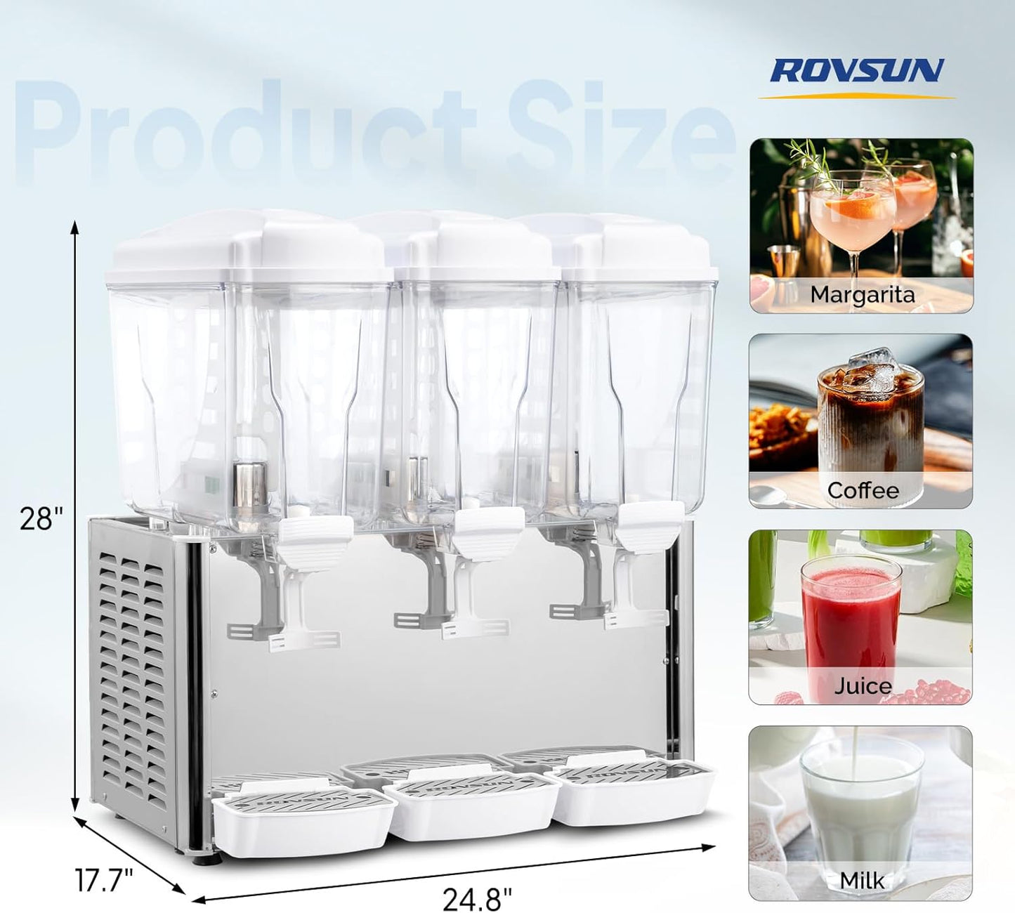 ROVSUN 9.6 Gal/36L Commercial Beverage Dispenser, 18L X 2 Tanks Cold Drink Commercial Juice Dispenser Stainless Steel with Thermostat Controller for Home Restaurant Bar Party 110V/60HZ