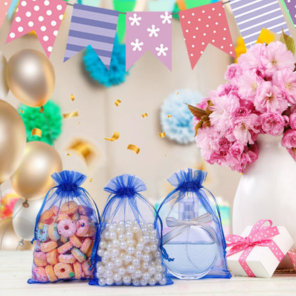 Hopttreely 100PCS Premium Sheer Organza Bags, White Wedding Favor Bags with Drawstring, 4x4.72 Jewelry Gift Bags for Party, Jewelry, Christmas, Mother's Day, Festival, Bathroom Soaps, Makeup Organza Favor Bags